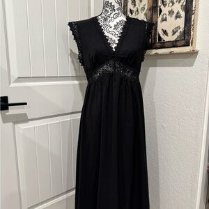 SHEIN Black Maxi Dress with Lace Detail